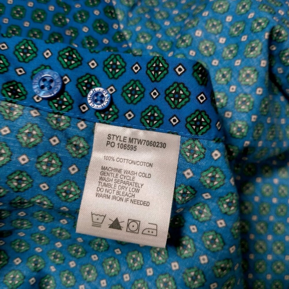 Cinch Shirt XXL 16-18 Button Down Blouse Blue Green Geometric Western Long Sleev - Picture 7 of 11